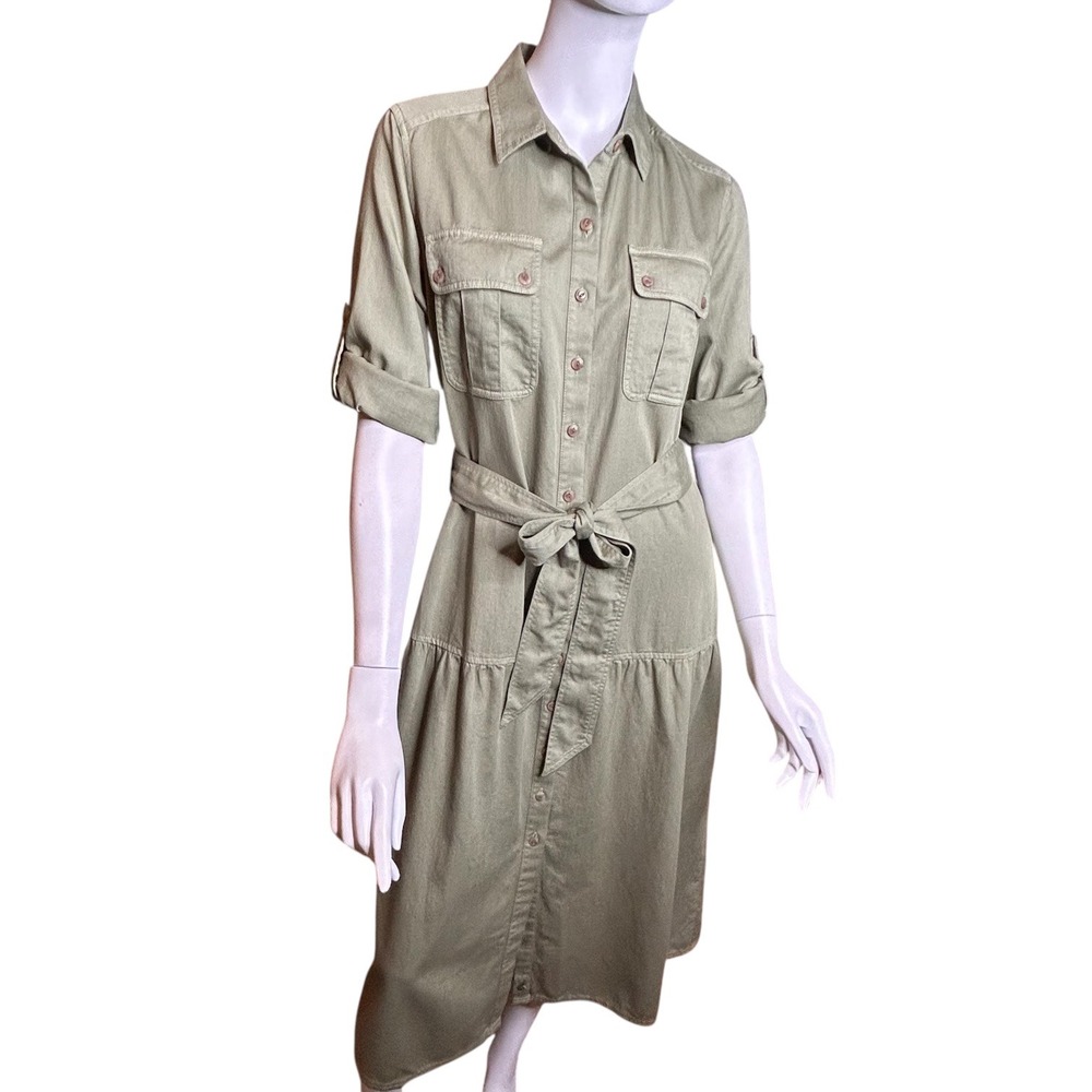 NWT Tommy Bahama Small Cotton Shirt Dress Green